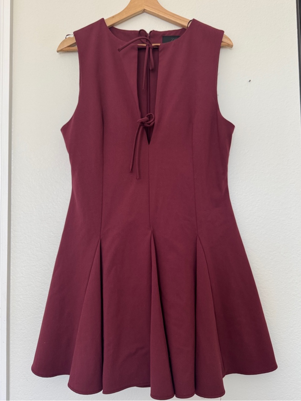 Zara Burgundy Sleeveless Mini Dress with Tie-Back